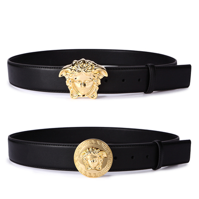 人头美杜莎皮带男士腰带男真皮休闲裤腰带针扣头层牛皮平滑扣青年 - 360购物