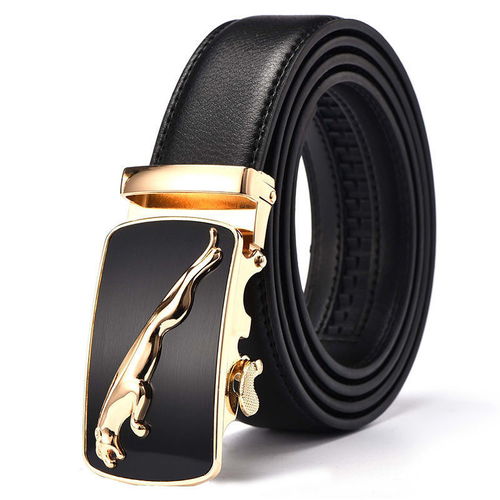 男士皮带真皮自动扣腰带捷豹青年中年百搭潮裤腰带